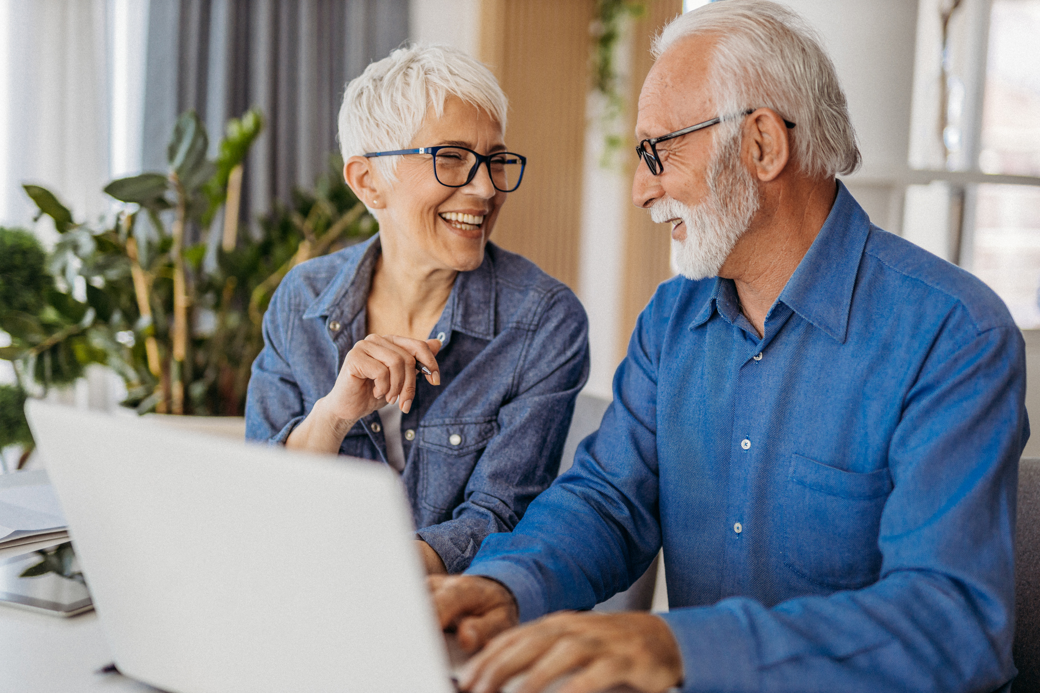 Senior couple working together